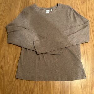 Aritzia HomeStretch Rib Solo Longsleeve Shirt Color Heather Nomad Taupe Size XL